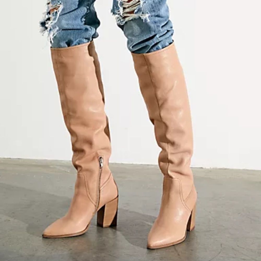 New Free People Riley Tall Slouch Boot Rose Leather